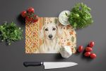 Cream Dachshund Heirloom Fall Glass Cutting Board Decorative Tempered Glass Kitchen Cutting and Serving Board Large Size Chopping Board