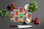 NEW Lots of Chocolate and Tan Dachshund Glass Cutting Board Decorative Tempered Glass Kitchen Cutting and Serving Board Large Size Chopping Board