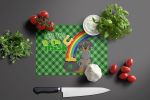 Black Dapple Dachshund St. Patrick's Day Glass Cutting Board Decorative Tempered Glass Kitchen Cutting and Serving Board Large Size Chopping Board