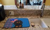 Longhair Black and Tan Dachshund USA American Dish Drying Mat Absorbent Dish Drying Mat Pad for Kitchen Counter Dish Drainer Mat for Countertop