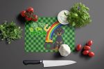 Black and Tan Dachshund St. Patrick's Day Glass Cutting Board Decorative Tempered Glass Kitchen Cutting and Serving Board Large Size Chopping Board