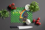 Longhair Black and Tan Dachshund St. Patrick's Day Glass Cutting Board Decorative Tempered Glass Kitchen Cutting and Serving Board Large Size Chopping