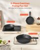 VEVOR Cast Iron Skillet, 3-Piece Frying Pan Set (6, 8, 10 in), Heavy-Duty Skillets with Heat-Resistant Handle, Pre-Seasoned Chef's Pan, Kitchen Cookwa