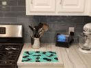 Longhaired Black Tan Dachshund Glass Cutting Board Decorative Tempered Glass Kitchen Cutting and Serving Board Large Size Chopping Board
