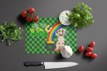 Cream Dapple Dachshund St. Patrick's Day Glass Cutting Board Decorative Tempered Glass Kitchen Cutting and Serving Board Large Size Chopping Board