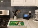 Cream Dapple Dachshund St. Patrick's Day Glass Cutting Board Decorative Tempered Glass Kitchen Cutting and Serving Board Large Size Chopping Board