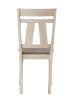 6pc Cottage Style Extendable Dining Table Set Chalk Gray Tow Tone Finish Upholstered Chair Bench Dining Room Wooden Furniture Two Self-Storing Refecto