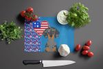 Black Dapple Dachshund USA American Glass Cutting Board Decorative Tempered Glass Kitchen Cutting and Serving Board Large Size Chopping Board