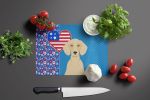 Cream Dachshund USA American Glass Cutting Board Decorative Tempered Glass Kitchen Cutting and Serving Board Large Size Chopping Board