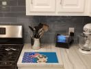 Longhair Cream Dapple Dachshund USA American Glass Cutting Board Decorative Tempered Glass Kitchen Cutting and Serving Board Large Size Chopping Board