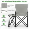 Oversized Foldable Camping Chair with Side Table & Cup Holder, 330 LBS Capacity for Outdoor Use-Gray