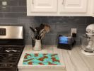 Red Dachshund Glass Cutting Board Decorative Tempered Glass Kitchen Cutting and Serving Board Large Size Chopping Board