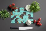 Black and Tan Dachshund Glass Cutting Board Decorative Tempered Glass Kitchen Cutting and Serving Board Large Size Chopping Board