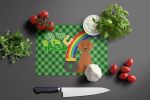 Red Dachshund St. Patrick's Day Glass Cutting Board Decorative Tempered Glass Kitchen Cutting and Serving Board Large Size Chopping Board