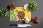 Summer Sunflowers Longhair Chocolate and Cream Dachshund Glass Cutting Board Decorative Tempered Glass Kitchen Cutting and Serving Board Large Size Ch