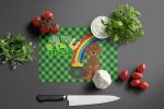 Chocolate and Tan Dachshund St. Patrick's Day Glass Cutting Board Decorative Tempered Glass Kitchen Cutting and Serving Board Large Size Chopping Boar