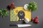 Summer Sunflowers Longhair Black and Cream Dachshund Glass Cutting Board Decorative Tempered Glass Kitchen Cutting and Serving Board Large Size Choppi