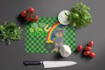Wirehair Blue and Tan Dachshund St. Patrick's Day Glass Cutting Board Decorative Tempered Glass Kitchen Cutting and Serving Board Large Size Chopping