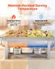 VEVOR Rectangle Chafing Dish, 9 Qt 6 Pack Stainless Steel Chafing Dish, Food Warmer Chafer Complete Set with Hollow Handle, 3 Food Tongs, Lid, Fuel Ho