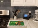 Wirehair Red and Tan Dachshund St. Patrick's Day Glass Cutting Board Decorative Tempered Glass Kitchen Cutting and Serving Board Large Size Chopping B