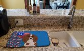 Longhair Red Pedbald Dachshund USA American Dish Drying Mat Absorbent Dish Drying Mat Pad for Kitchen Counter Dish Drainer Mat for Countertop