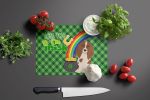 Longhair Red Pedbald Dachshund St. Patrick's Day Glass Cutting Board Decorative Tempered Glass Kitchen Cutting and Serving Board Large Size Chopping B