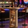 Round bar table, high top bar table, coffee table, with storage space