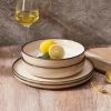 Pasta Bowls Set of 4, 35oz Large Salad Bowls for Serving, Wide and Shallow Ceramic Plates for Kitchen, Double Reactive Glaze, Microwave and Dishwasher