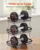 VEVOR 3 Tier Fruit Basket, Countertop Fruits Vegetable Bowl with Banana Hangers and Side Storage Basket, Metal Wire Storage Stand for Kitchen Counter,