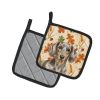 Dapple Dachshund Heirloom Fall Pair of Pot Holders Pair 7.5x7.5 Quilted Insulated Hot Pads Decorative Kitchen Gift Made in USA