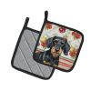 Wirehaired Black and Tan Dachshund Vegetables Pair of Pot Holders Pair 7.5x7.5 Quilted Insulated Hot Pads Decorative Kitchen Gift Made in USA