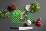 Black and Cream Dachshund St. Patrick's Day Glass Cutting Board Decorative Tempered Glass Kitchen Cutting and Serving Board Large Size Chopping Board