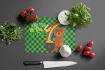 Wirehair Red Dachshund St. Patrick's Day Glass Cutting Board Decorative Tempered Glass Kitchen Cutting and Serving Board Large Size Chopping Board