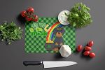 Wirehair Black and Tan Dachshund St. Patrick's Day Glass Cutting Board Decorative Tempered Glass Kitchen Cutting and Serving Board Large Size Chopping