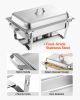 VEVOR Rectangle Chafing Dish, 9 Qt 2 Pack Stainless Steel Chafing Dish, Food Warmer Chafer Complete Set with Hollow Handle, 1 Food Tongs, Lid, Fuel Ho