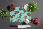 Chocolate and Tan Dachshund Glass Cutting Board Decorative Tempered Glass Kitchen Cutting and Serving Board Large Size Chopping Board