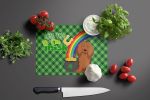Longhair Red Dachshund St. Patrick's Day Glass Cutting Board Decorative Tempered Glass Kitchen Cutting and Serving Board Large Size Chopping Board