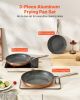 VEVOR Frying Pan Skillet, Aluminum Egg Fry Pans, 3 Piece (8, 10, 12 in), Nonsitck Ceramic Heavy-Duty Skillets with Heat-Resistant Handle, Chef's Cookw