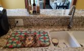 Longhaired Chocolate and Tan Dachshund Christmas PoinsettIas Dish Drying Mat Absorbent Dish Drying Mat Pad for Kitchen Counter Dish Drainer Mat for Co