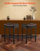 VEVOR Bar Stool Set of 2, PU Leather Counter Height Stools, 25 inch Barstool with Saddle-Seat and Metal Legs, Easy Assembly Backless Bar Chair, Island