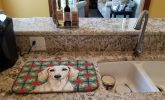 Cream Dachshund Christmas PoinsettIas Dish Drying Mat Absorbent Dish Drying Mat Pad for Kitchen Counter Dish Drainer Mat for Countertop, 14 x 21"