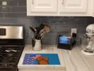 Longhair Red Dachshund USA American Glass Cutting Board Decorative Tempered Glass Kitchen Cutting and Serving Board Large Size Chopping Board