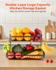 VEVOR 2 Tier Fruit Basket, Countertop Fruits Vegetable Bowl with Banana Hangers, Metal Wire Storage Stand for Kitchen Counter, Detachable Stackable Ho