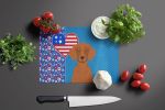 Red Dachshund USA American Glass Cutting Board Decorative Tempered Glass Kitchen Cutting and Serving Board Large Size Chopping Board