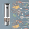 1pc Electric Salt and Pepper Grinder, One-handed Automatic Operation, white LED Light, Dual Charging Base, Adjustable Coarseness, Battery Powered, Gen