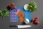 Longhair Red Dachshund USA American Glass Cutting Board Decorative Tempered Glass Kitchen Cutting and Serving Board Large Size Chopping Board