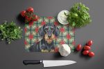 Wirehaired Black and Tan Dachshund Christmas PoinsettIas Glass Cutting Board Decorative Tempered Glass Kitchen Cutting and Serving Board Large Size Ch