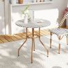 27.5 inch Outdoor Bistro Table with Heavy Duty Metal Frame and Adjustable Foot Pads