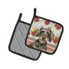 Wirehaired Wild Boar Dachshund Vegetables Pair of Pot Holders Pair 7.5x7.5 Quilted Insulated Hot Pads Decorative Kitchen Gift Made in USA
