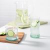 (2 pack) Clear Green Glassware, 14.9 oz